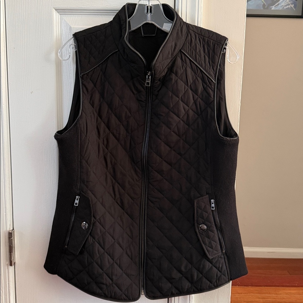 Chico's Black Quilted Vest with Knit Sides